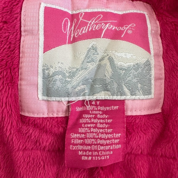 Weatherproof Pink Fleece Lined Hooded Ski Jacket Size 4T - Picture 7 of 9
